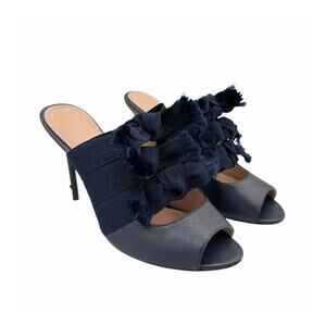 AD & Daughters Noele Navy Leather Monochrome Tie Cut Out Stiletto Heel Sandals